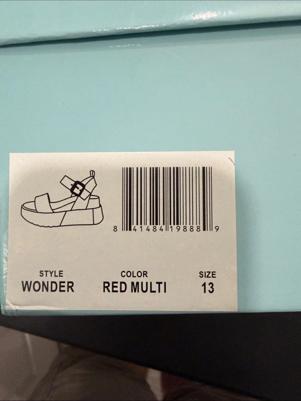 Red, white, and black Ninety Union NU wedge sandals women’s HTF size 13
